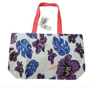 Le Mu Samudra Pape'ete Hibiscus Floral Holo Holo Tote Bag Reversible